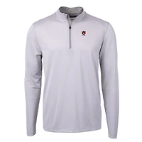 Men's Cutter & Buck Auburn Tigers Alumni Logo DryTec Virtue Eco Pique Micro Stripe Recycled Quarter-Zip Pullover Top