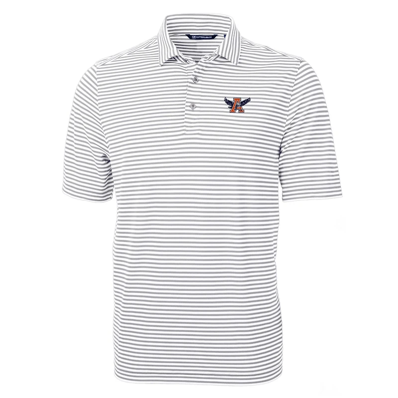 Polo Cutter & Buck gris Auburn Tigers Throwback Logo Virtue Eco Piqué Stripe en tissu recyclé pour homme