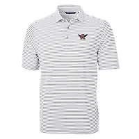 Polo Cutter & Buck gris Auburn Tigers Throwback Logo Virtue Eco Piqué Stripe en tissu recyclé pour homme