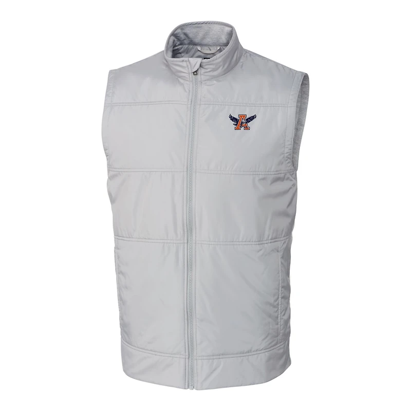 Gilet coupe-vent matelassé hybride entièrement zippé Vault Stealth pour homme, gris Auburn Tigers, Cutter & Buck