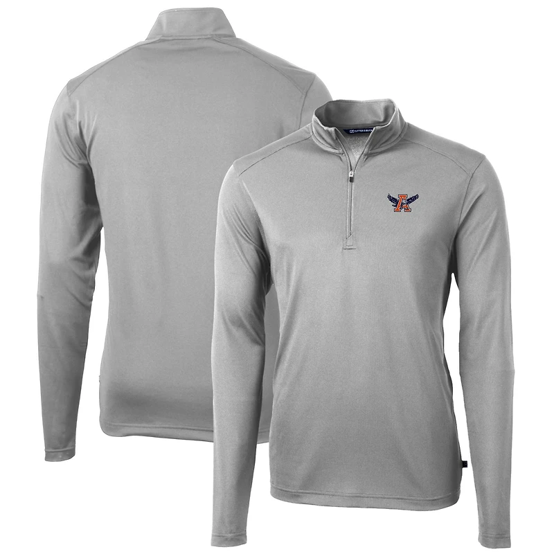 Pull-over zippé 1/4 en piqué écologique recyclé Cutter & Buck gris Auburn Tigers Virtue pour homme