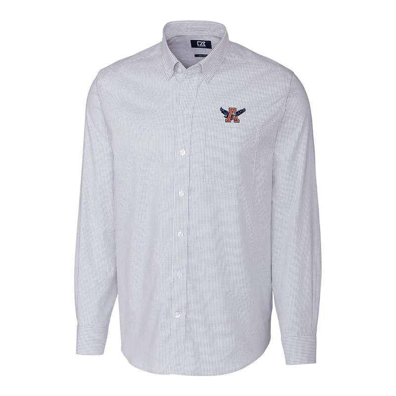 Chemise boutonnée à manches longues et rayures en oxford extensible bleu clair Auburn Tigers Vault pour homme Cutter & Buck