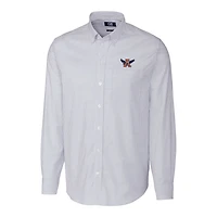 Chemise boutonnée à manches longues et rayures en oxford extensible bleu clair Auburn Tigers Vault pour homme Cutter & Buck