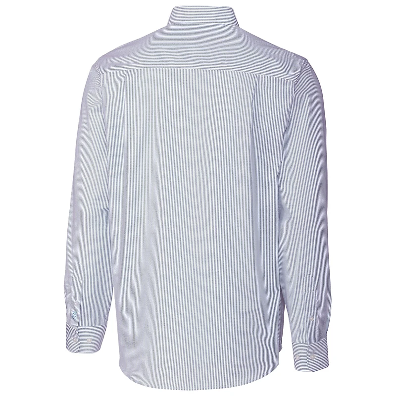 Chemise boutonnée à manches longues et rayures en oxford extensible bleu clair Auburn Tigers Vault pour homme Cutter & Buck