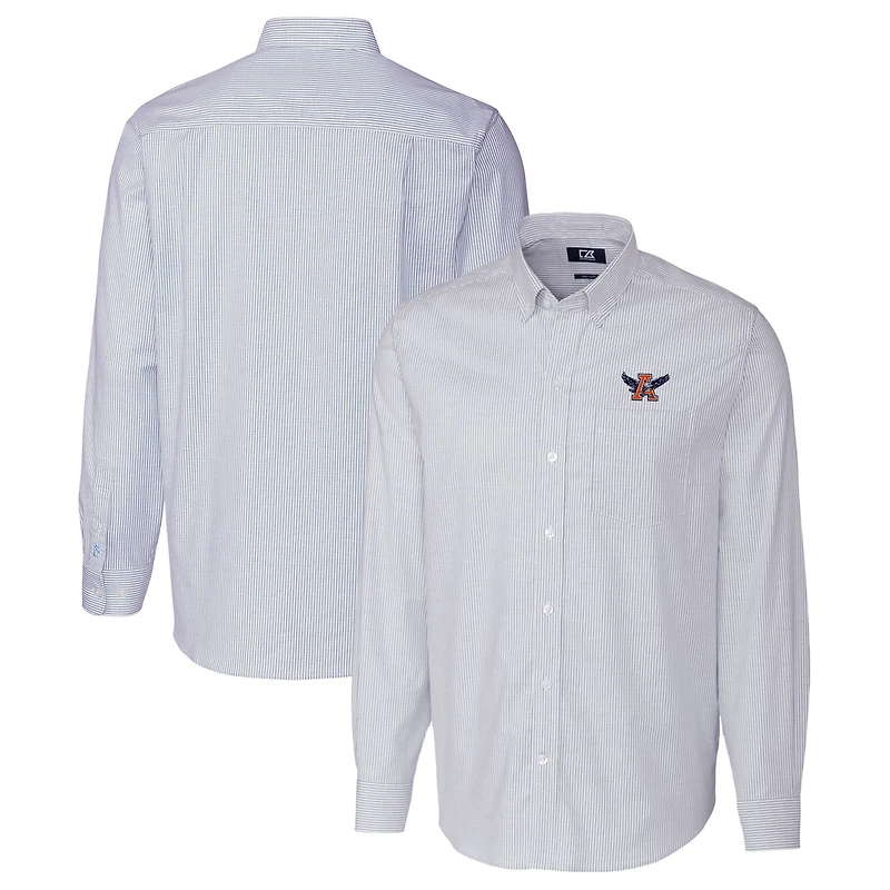 Chemise boutonnée à manches longues et rayures en oxford extensible bleu clair Auburn Tigers Vault pour homme Cutter & Buck