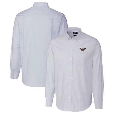 Chemise boutonnée à manches longues et rayures en oxford extensible bleu clair Auburn Tigers Vault pour homme Cutter & Buck