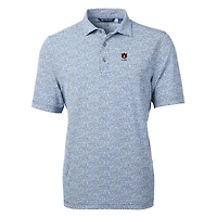 Polo Cutter & Buck pour homme, bleu marine, logo des anciens élèves Auburn Tigers, DryTec Virtue Eco Pique, imprimé botanique recyclé