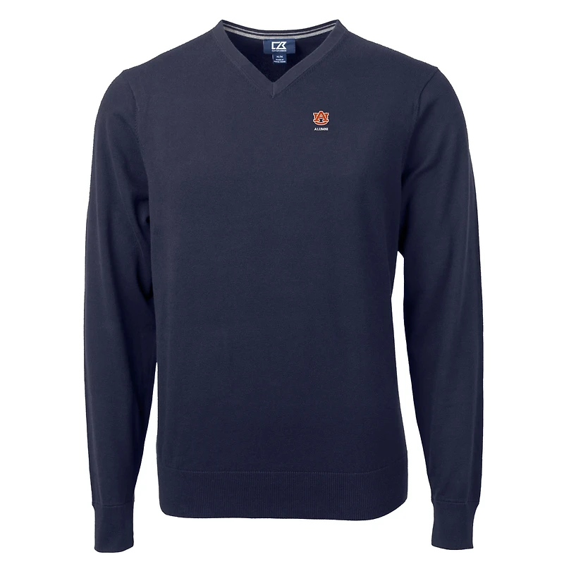 Pull à col en V bleu marine pour homme, Cutter & Buck, logo des anciens Tigers d'Auburn, Lakemont Tri-Blend