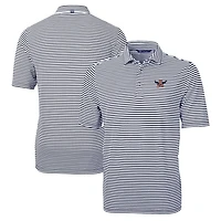 Men's Cutter & Buck Navy Auburn Tigers Big Tall Team Logo Virtue Eco Pique Stripe Recycled Polo