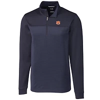Men's Cutter & Buck Navy Auburn Tigers Big Tall Traverse Stripe Half-Zip Pullover Jacket