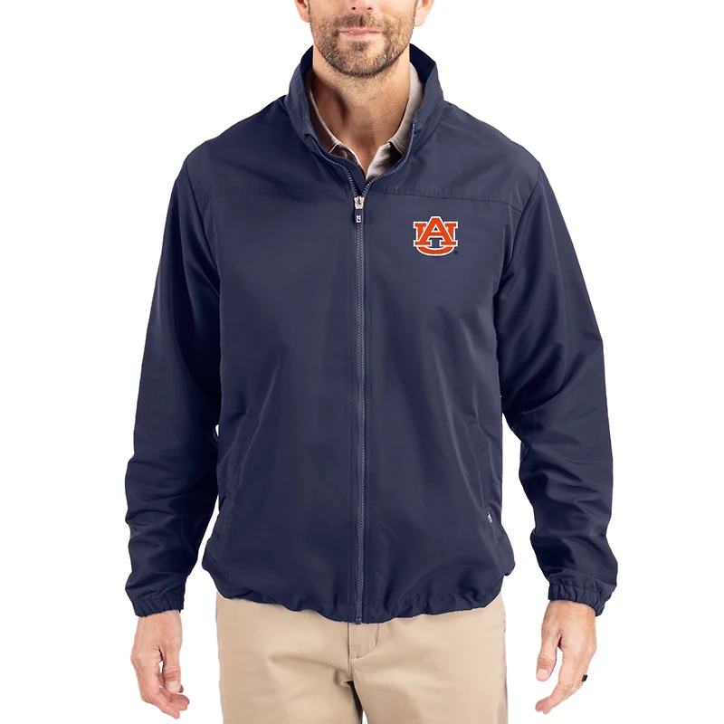 Veste zippée intégrale Cutter & Buck Navy Auburn Tigers Charter Eco Recycled pour homme
