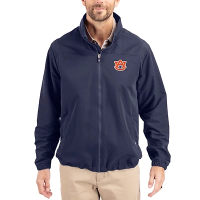 Veste zippée intégrale Cutter & Buck Navy Auburn Tigers Charter Eco Recycled pour homme
