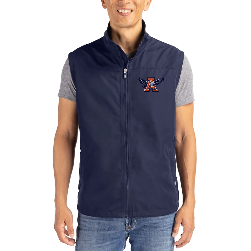 Gilet zippé intégral Cutter & Buck Navy Auburn Tigers Charter Eco Recycled pour homme