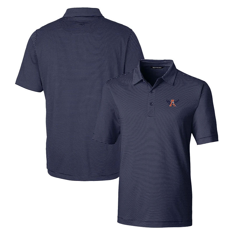 Polo stretch à rayures fines Cutter & Buck pour homme, bleu marine, motif Auburn Tigers Forge.