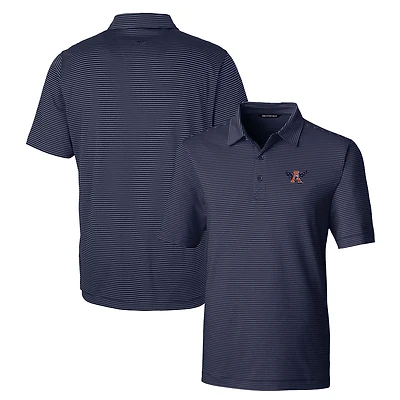Polo stretch à rayures fines Cutter & Buck pour homme, bleu marine, motif Auburn Tigers Forge.