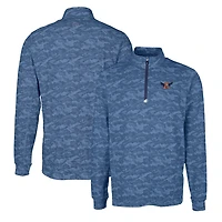 Men's Cutter & Buck Navy Auburn Tigers Vault Traverse Camo Print Stretch Quarter-Zip Pullover Top