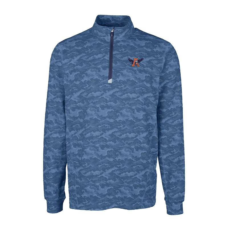Men's Cutter & Buck Navy Auburn Tigers Vault Traverse Camo Print Stretch Quarter-Zip Pullover Top