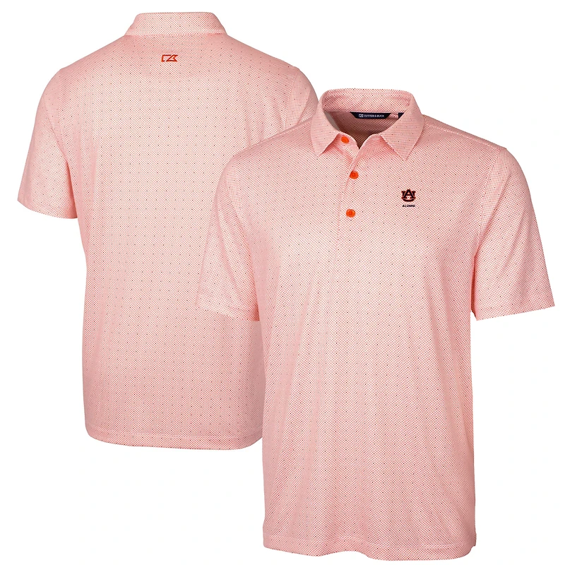 Men's Cutter & Buck  Orange Auburn Tigers Alumni Logo Double Dot Print Stretch Polo