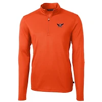 Pull-over zippé quart de tour en piqué écologique recyclé pour homme, couleur orange Auburn Tigers, Cutter & Buck