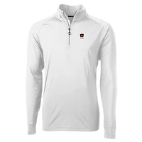 Men's Cutter & Buck  White Auburn Tigers Alumni Logo Adapt Eco Knit Stretch Recycled Quarter-Zip Pullover Top