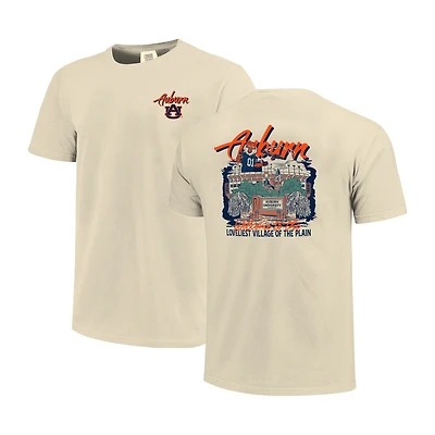 Men's Image One  Natural Auburn Tigers Comfort Colors Hand-Drawn Campus Stack T-Shirt