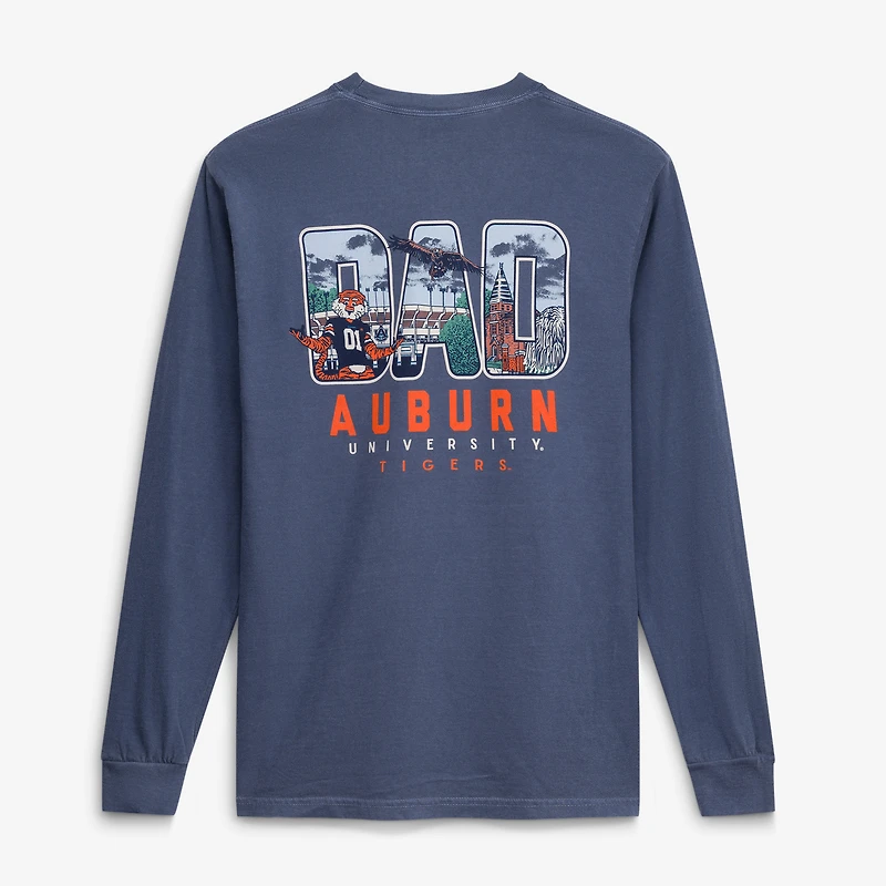 Men's Navy Auburn Tigers Father's Day Campus Drawing Long Sleeve T-Shirt