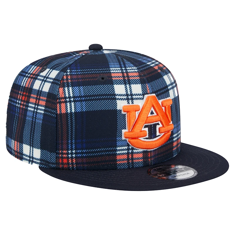 Men's New Era Navy Auburn Tigers Plaid 9FIFTY Snapback Hat