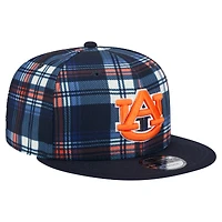 Men's New Era Navy Auburn Tigers Plaid 9FIFTY Snapback Hat