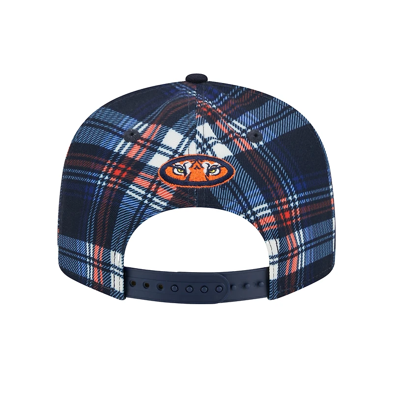 Men's New Era Navy Auburn Tigers Plaid 9FIFTY Snapback Hat