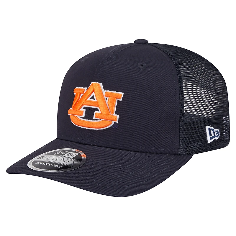 Casquette camionneur extensible à boutons-pression New Era Navy Auburn Tigers Primary 9SEVENTY pour homme