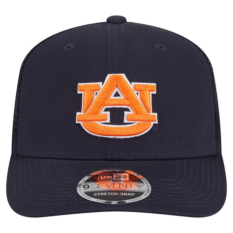 Casquette camionneur extensible à boutons-pression New Era Navy Auburn Tigers Primary 9SEVENTY pour homme