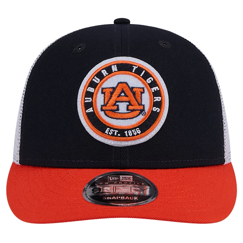 Casquette de camionneur Snapback 9FIFTY bleu marine Auburn Tigers Throwback Circle Patch pour hommes New Era