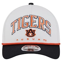 Men's New Era White/Navy Auburn Tigers Arch Two-Tone Rope 9FORTY A-Frame M-Crown Adjustable Hat