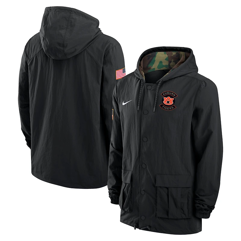 Veste Nike noire Auburn Tigers 2025 NCAA Military Appreciation Full-Snap pour homme