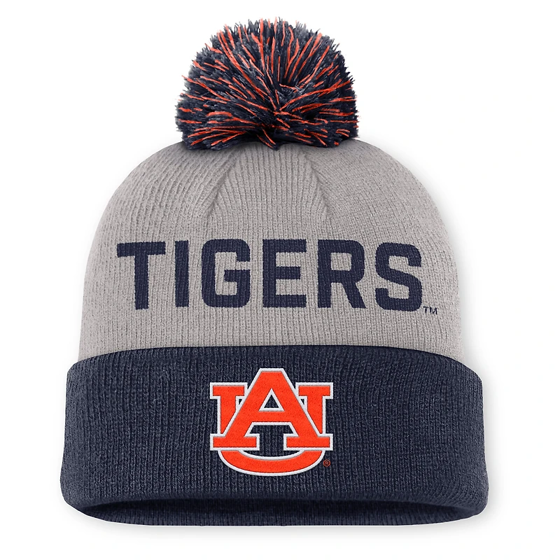 Bonnet à revers Nike Auburn Tigers Primetime Peak gris/blanc pour homme avec pompon