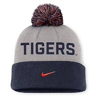 Bonnet à revers Nike Auburn Tigers Primetime Peak gris/blanc pour homme avec pompon