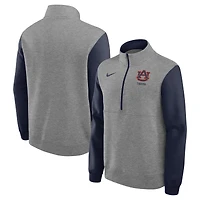 Pull en molleton demi-zippé Nike Auburn Tigers Club gris chiné pour homme