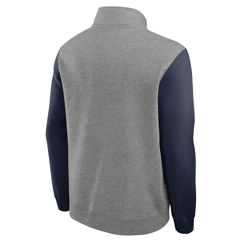 Pull en molleton demi-zippé Nike Auburn Tigers Club gris chiné pour homme