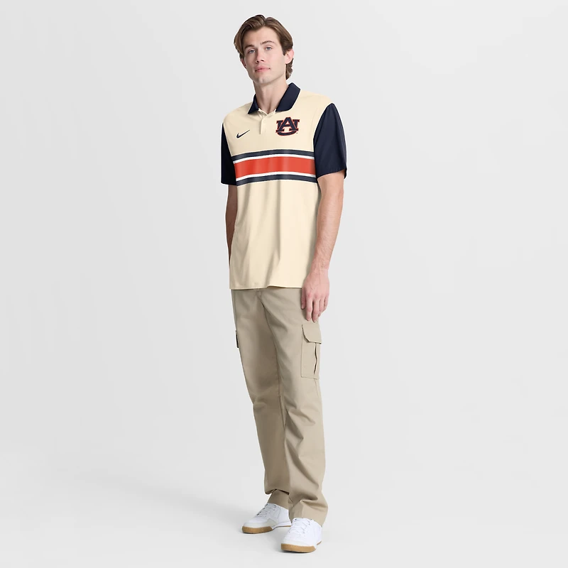 Men's Nike Natural/Navy Auburn Tigers Vapor Primary Logo Dri-FIT Polo