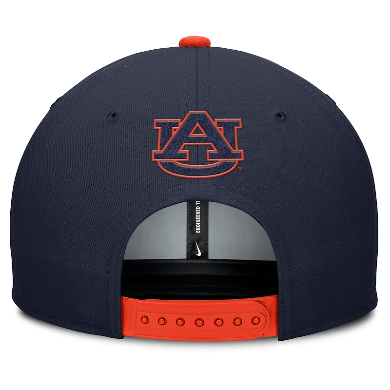 Casquette Nike Auburn Tigers 2025 Sideline Campus Pro Local Snapback pour homme, bleu marine/orange