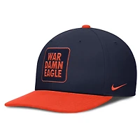 Casquette Nike Auburn Tigers 2025 Sideline Campus Pro Local Snapback pour homme, bleu marine/orange