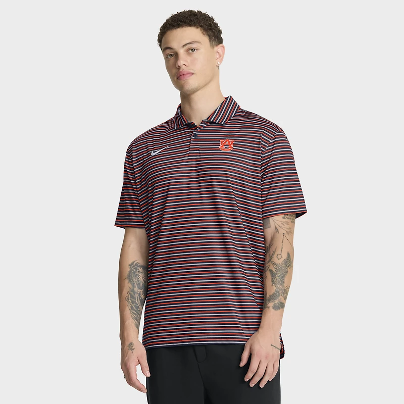 Men's Nike Navy Auburn Tigers 2025 Coaches Premium Tour Stripe Dri-FIT Polo