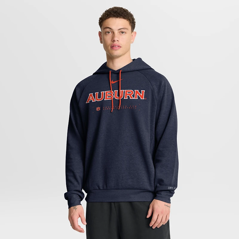 Sweat à capuche Nike bleu marine Auburn Tigers 2025 Courtside Basketball Practice Raglan Dri-FIT pour homme