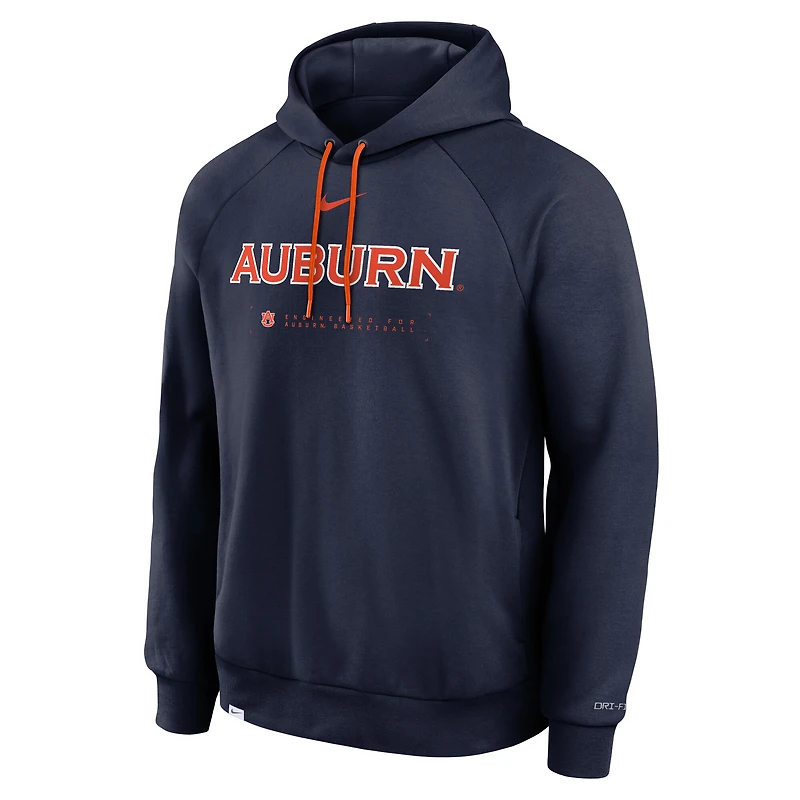 Men's Nike Navy Auburn Tigers 2025 Courtside Basketball Practice Raglan Dri-FIT Hoodie