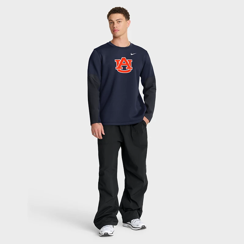 T-shirt Nike bleu marine Auburn Tigers 2025 Sideline Coach Therma-FIT à manches longues pour homme