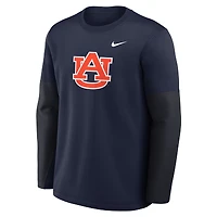 T-shirt Nike bleu marine Auburn Tigers 2025 Sideline Coach Therma-FIT à manches longues pour homme