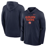 Men's Nike Navy Auburn Tigers 2025 Sideline Dri-FIT Long Sleeve Hoodie T-Shirt
