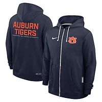 Sweat à capuche Nike bleu marine Auburn Tigers 2025 Sideline Standard Issue Dri-FIT entièrement zippé pour homme