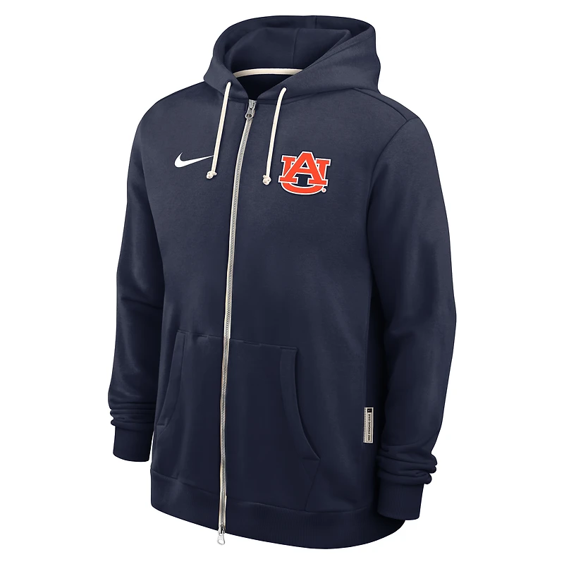 Sweat à capuche Nike bleu marine Auburn Tigers 2025 Sideline Standard Issue Dri-FIT entièrement zippé pour homme