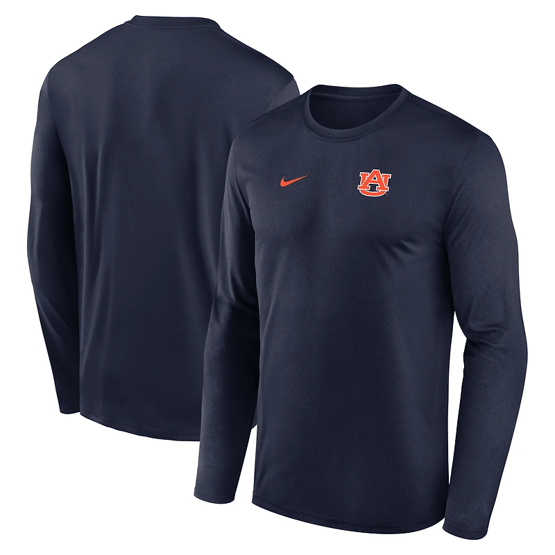 T-shirt à manches longues Nike Legend Dri-FIT bleu marine Auburn Tigers 2026 Sideline avec petit logo